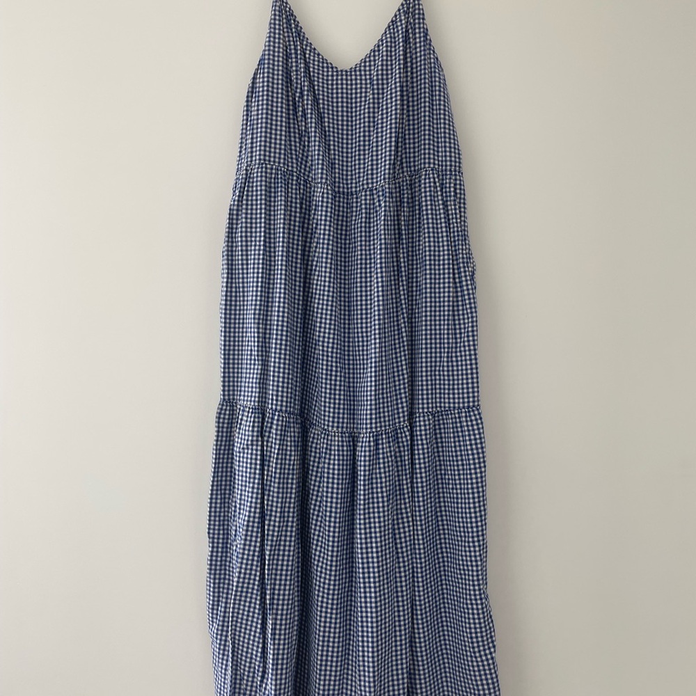 Blue Gingham Maxi Dress